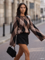 Sweter damski oversize w romby brązowo-beżowy Cocomore