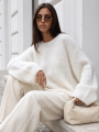 Sweter damski w łódkę z alpaki suri Yarn śmietankowy
