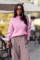 Różowy sweter damski z dodatkiem moheru Me Gusta