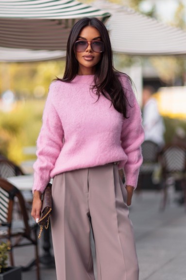Różowy sweter damski z dodatkiem moheru Me Gusta