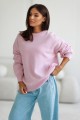 Sweter damski oversize wełniany jasnoróżowy Madame Sue