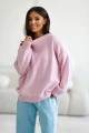 Sweter damski oversize wełniany jasnoróżowy Madame Sue
