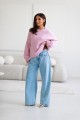 Sweter damski oversize wełniany jasnoróżowy Madame Sue