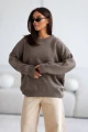 Sweter damski oversize wełniany taupe Madame Sue