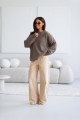 Sweter damski oversize wełniany taupe Madame Sue