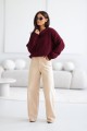 Sweter damski oversize wełniany bordowy Madame Sue