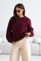 Sweter damski oversize wełniany bordowy Madame Sue
