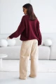 Sweter damski oversize wełniany bordowy Madame Sue