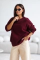 Sweter damski oversize wełniany bordowy Madame Sue