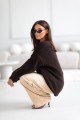 Sweter damski oversize wełniany czekoladowy Madame Sue