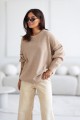 Sweter damski oversize wełniany beżowy Madame Sue