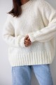 Sweter damski oversize ecru z dodatkiem wełny i moheru Madame Sue