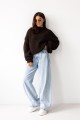 Sweter damski oversize czekoladowy z dodatkiem wełny i moheru Madame Sue