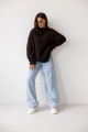 Sweter damski oversize czekoladowy z dodatkiem wełny i moheru Madame Sue