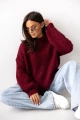 Sweter damski oversize bordowy z dodatkiem wełny i moheru Madame Sue