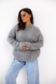Sweter damski oversize szary z dodatkiem wełny i moheru Madame Sue