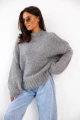 Sweter damski oversize szary z dodatkiem wełny i moheru Madame Sue