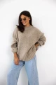 Sweter damski oversize beżowy z dodatkiem wełny i moheru Madame Sue
