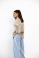 Sweter damski oversize beżowy z dodatkiem wełny i moheru Madame Sue