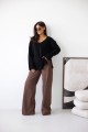 Wełniany sweter oversize damski w serek Madame Sue czarny