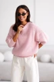 Sweter damski oversize wełna i moher jasny róż Madame Sue