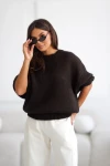 Sweter damski oversize wełna i moher czekoladowy Madame Sue
