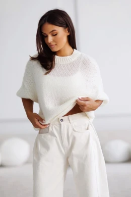 Sweter damski oversize wełna i moher śmietankowy Madame Sue