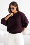 Sweter damski oversize wełna i moher śliwkowy Madame Sue