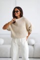 Sweter damski oversize wełna i moher ciepły beż Madame Sue