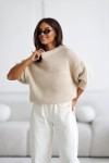 Sweter damski oversize wełna i moher ciepły beż Madame Sue