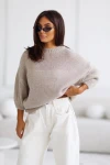 Sweter damski oversize wełna i moher chłodny beż Madame Sue
