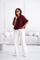 Sweter damski oversize wełna i moher bordowy Madame Sue