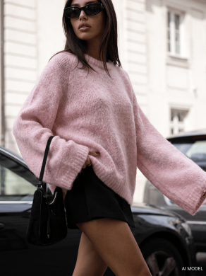 Sweter damski z alpaki suri Yarn różowy