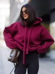 Bawełniana bluza damska z kapturem Me Gusta burgundowa