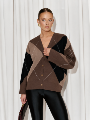 Kardigan damski oversize w romby Cocomore