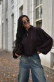 Ażurowy sweter damski Xana czekoladowy