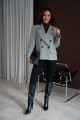 Szara marynarka oversize damska w paski Me Gusta