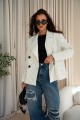 Kremowa marynarka oversize damska w paski Me Gusta