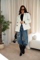 Kremowa marynarka oversize damska w paski Me Gusta