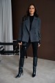 Ciemnoszara marynarka oversize damska w paski Me Gusta