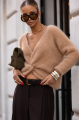 Sweter damski z supłem z przodu lub z tyłu karmelowy premium Yarn