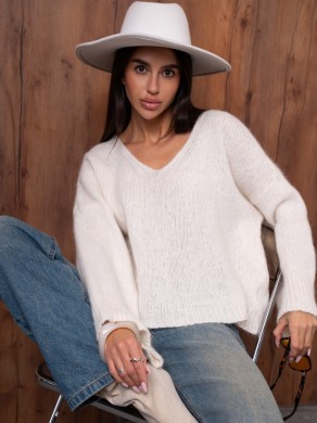 Sweter damski premium z alpaki suri Yarn śmietankowy
