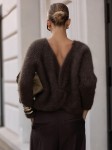 Sweter damski z supłem z przodu lub z tyłu brązowy premium Yarn