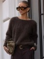 Sweter damski z supłem z przodu lub z tyłu brązowy premium Yarn