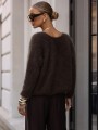 Sweter damski z supłem z przodu lub z tyłu brązowy premium Yarn