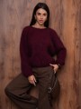 Sweter damski z supłem z przodu lub z tyłu śliwkowy premium Yarn