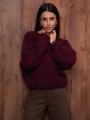 Sweter damski z supłem z przodu lub z tyłu śliwkowy premium Yarn