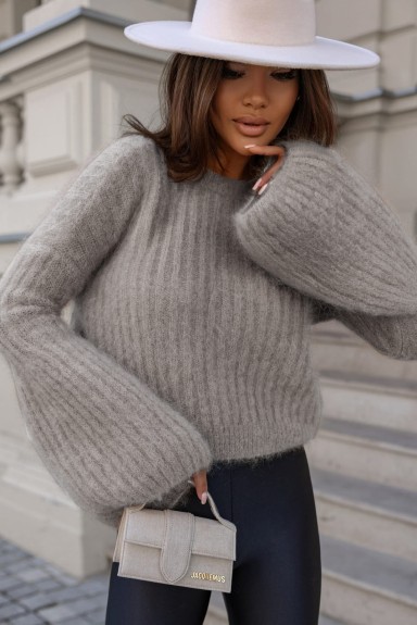 Sweter super kid moher Yarn Aurelia chłodny beż