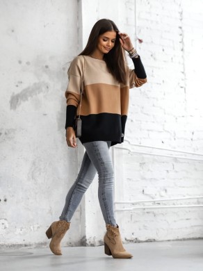 Sweter damski tunika w pasy
